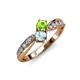 4 - Nicia Peridot and Aquamarine with Side Diamonds Bypass Ring 
