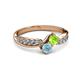 3 - Nicia Peridot and Aquamarine with Side Diamonds Bypass Ring 