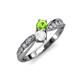 4 - Nicia Peridot and White Sapphire with Side Diamonds Bypass Ring 