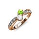4 - Nicia Peridot and White Sapphire with Side Diamonds Bypass Ring 