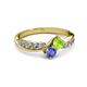 3 - Nicia Peridot and Tanzanite with Side Diamonds Bypass Ring 