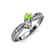 4 - Nicia Peridot and Diamond with Side Diamonds Bypass Ring 