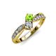 4 - Nicia Peridot and Diamond with Side Diamonds Bypass Ring 