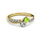 3 - Nicia Peridot and Diamond with Side Diamonds Bypass Ring 