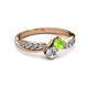 3 - Nicia Peridot and Diamond with Side Diamonds Bypass Ring 