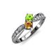 4 - Nicia Peridot and Citrine with Side Diamonds Bypass Ring 