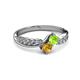 3 - Nicia Peridot and Citrine with Side Diamonds Bypass Ring 