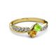 3 - Nicia Peridot and Citrine with Side Diamonds Bypass Ring 