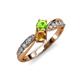 4 - Nicia Peridot and Citrine with Side Diamonds Bypass Ring 