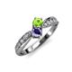 4 - Nicia Peridot and Iolite with Side Diamonds Bypass Ring 
