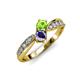 4 - Nicia Peridot and Iolite with Side Diamonds Bypass Ring 