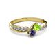 3 - Nicia Peridot and Iolite with Side Diamonds Bypass Ring 
