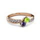 3 - Nicia Peridot and Iolite with Side Diamonds Bypass Ring 