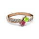 3 - Nicia Peridot and Rhodolite Garnet with Side Diamonds Bypass Ring 