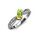 4 - Nicia Peridot and Yellow Sapphire with Side Diamonds Bypass Ring 
