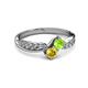 3 - Nicia Peridot and Yellow Sapphire with Side Diamonds Bypass Ring 