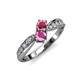 4 - Nicia Rhodolite Garnet and Pink Sapphire with Side Diamonds Bypass Ring 