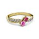 3 - Nicia Rhodolite Garnet and Pink Sapphire with Side Diamonds Bypass Ring 