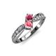 4 - Nicia Rhodolite Garnet and Pink Tourmaline with Side Diamonds Bypass Ring 