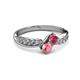 3 - Nicia Rhodolite Garnet and Pink Tourmaline with Side Diamonds Bypass Ring 
