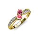 4 - Nicia Rhodolite Garnet and Pink Tourmaline with Side Diamonds Bypass Ring 