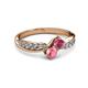 3 - Nicia Rhodolite Garnet and Pink Tourmaline with Side Diamonds Bypass Ring 