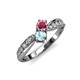 4 - Nicia Rhodolite Garnet and Aquamarine with Side Diamonds Bypass Ring 