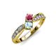 4 - Nicia Rhodolite Garnet and Aquamarine with Side Diamonds Bypass Ring 