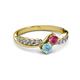 3 - Nicia Rhodolite Garnet and Aquamarine with Side Diamonds Bypass Ring 