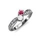 4 - Nicia Rhodolite Garnet and White Sapphire with Side Diamonds Bypass Ring 