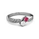 3 - Nicia Rhodolite Garnet and White Sapphire with Side Diamonds Bypass Ring 