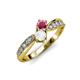 4 - Nicia Rhodolite Garnet and White Sapphire with Side Diamonds Bypass Ring 