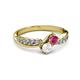 3 - Nicia Rhodolite Garnet and White Sapphire with Side Diamonds Bypass Ring 