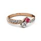 3 - Nicia Rhodolite Garnet and Diamond with Side Diamonds Bypass Ring 