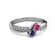 3 - Nicia Rhodolite Garnet and Iolite with Side Diamonds Bypass Ring 