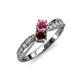 4 - Nicia Rhodolite and Red Garnet with Side Diamonds Bypass Ring 