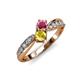 4 - Nicia Rhodolite Garnet and Yellow Sapphire with Side Diamonds Bypass Ring 