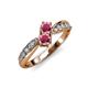 4 - Nicia Rhodolite Garnet with Side Diamonds Bypass Ring 