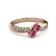 3 - Nicia Rhodolite Garnet with Side Diamonds Bypass Ring 
