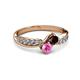 3 - Nicia Red Garnet and Pink Sapphire with Side Diamonds Bypass Ring 