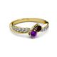 3 - Nicia Red Garnet and Amethyst with Side Diamonds Bypass Ring 