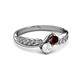 3 - Nicia Red Garnet and White Sapphire with Side Diamonds Bypass Ring 