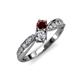 4 - Nicia Red Garnet and Diamond with Side Diamonds Bypass Ring 