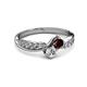 3 - Nicia Red Garnet and Diamond with Side Diamonds Bypass Ring 