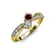 4 - Nicia Red Garnet and Diamond with Side Diamonds Bypass Ring 
