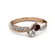 3 - Nicia Red Garnet and Diamond with Side Diamonds Bypass Ring 