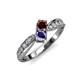 4 - Nicia Red Garnet and Iolite with Side Diamonds Bypass Ring 