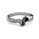 3 - Nicia Red Garnet and Iolite with Side Diamonds Bypass Ring 