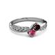 3 - Nicia Red and Rhodolite Garnet with Side Diamonds Bypass Ring 
