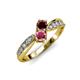 4 - Nicia Red and Rhodolite Garnet with Side Diamonds Bypass Ring 
